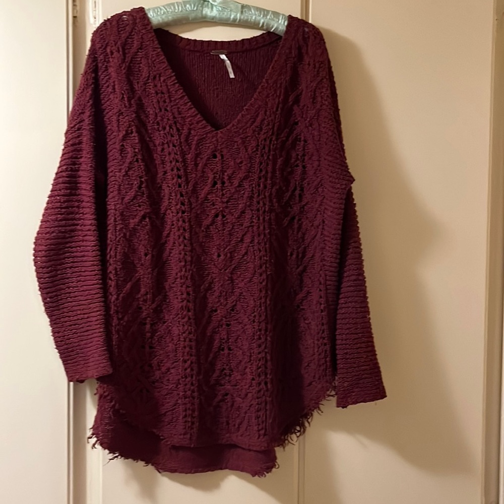 Free People Burgundy Sweater